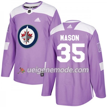 Herren Eishockey Winnipeg Jets Trikot Steve Mason 35 Adidas 2017-2018 Lila Fights Cancer Practice Authentic